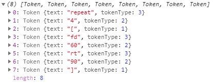 Array of tokens