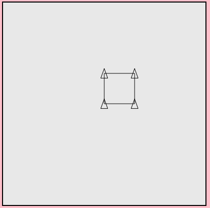 Turtle as triangles in the corners of the square